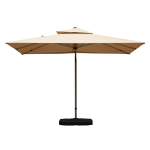 English Elm 9'x 11' Rectangle Cantilever Umbrella with Reinforced 9-Rib Frame, 360° Pedal Rotation, Tilt Adjustment Beige W1859P337795