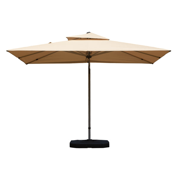 English Elm 9'x 11' Rectangle Cantilever Umbrella with Reinforced 9-Rib Frame, 360° Pedal Rotation, Tilt Adjustment Beige W1859P337795
