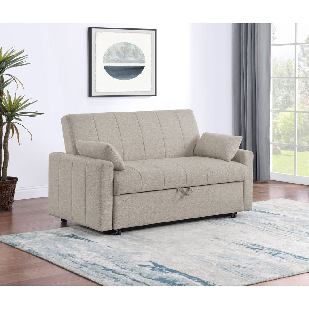 English Elm Westwind Bouclé Channel Tufted Sleeper Sofa with Pull Out Bed for Guest Rooms Beige B062P451684