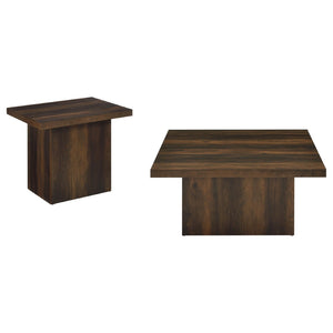 English Elm Square Engineered Wood Accent Table with Sculptural Pedestal Base for Modern Living Rooms B016P473296