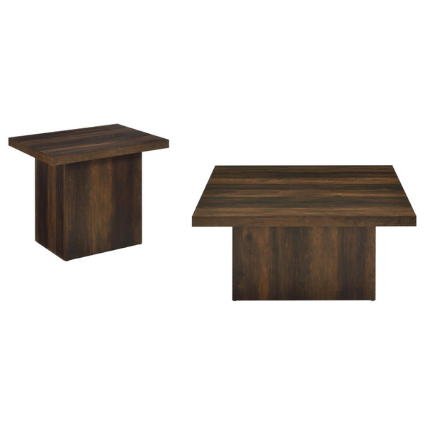 English Elm Square Engineered Wood Coffee Table with Pedestal Base for Modern Living Rooms B016P473295