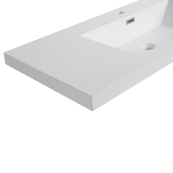 English Elm 48" Gloss White Resin Sink - 51.2" x22.8" x8.7" Durable Modern Top-Mount Basin, Long-Lasting Finish W999P194855