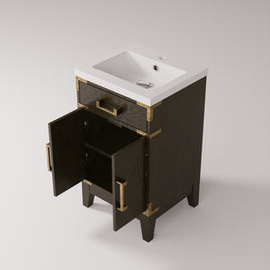 English Elm Brown Oak Single Bath Vanity 20" W X 18" D, Durable Acrylic Top, Soft-Close Cabinet & Classic Style B2731P259731