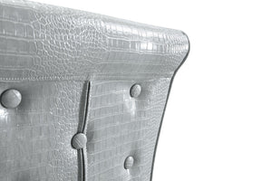 English Elm A Set of 2 Crystal Button Faux Leather Dining Chairs with Embossed Croc Texture Gold,Gray W3226P344058