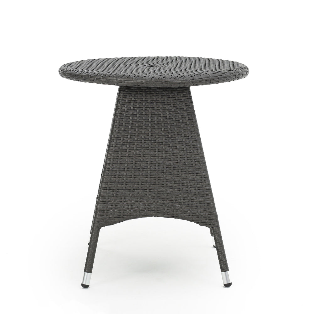 English Elm Christopher Knight Home® - CORSICA Grey Rattan Bistro Table – Weather-Resistant Resin Wicker, Metal Frame, Space-Saving Patio Piece 56313.00GRY