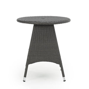 English Elm Christopher Knight Home® - CORSICA Grey Rattan Bistro Table – Weather-Resistant Resin Wicker, Metal Frame, Space-Saving Patio Piece 56313.00GRY