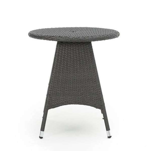 English Elm Christopher Knight Home® - CORSICA Grey Rattan Bistro Table – Weather-Resistant Resin Wicker, Metal Frame, Space-Saving Patio Piece 56313.00GRY