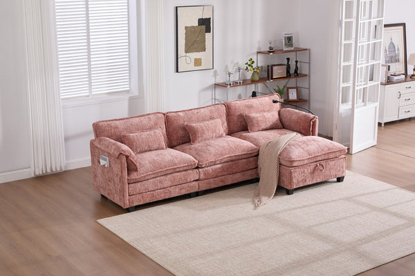 English Elm United Oversized 112" Modular Sectional Sofa Cloud Couch With Storage Ottoman, Usb Ports & Comfort Design W1568S00185-GIGA