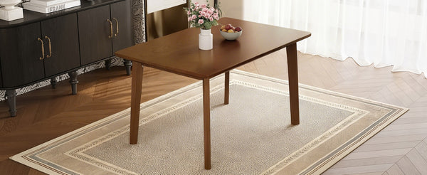 English Elm Rustic Minimalist Rubberwood Dining Table with Tapered Legs for Small Apartment Spaces Walnut N752P368503D