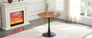 English Elm Round Faux Marble Tulip Pedestal Dining Table Mid Century Modern for Small Bistro Spaces Black,Wood W2920P405350
