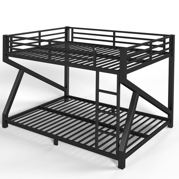 English Elm Twin Xl Over Queen Metal Bunk Bed Low Profile Steel Frame for Guest Rooms W5305S00034