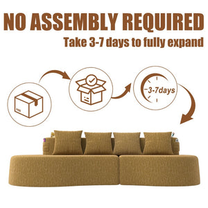 English Elm Modern Half Moon Chenille Sectional Three Seat Curved Sofa for Living Room or Apartment Mustard Yellow W395P435344