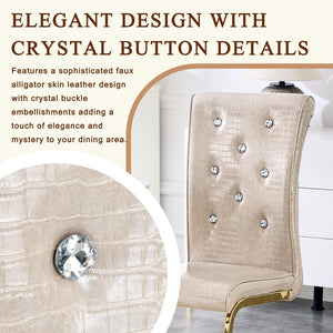 English Elm Luxury Pu Upholstered Dining Chair Set of 4 with Channel Stitching and Metal Legs Beige W1512P491872