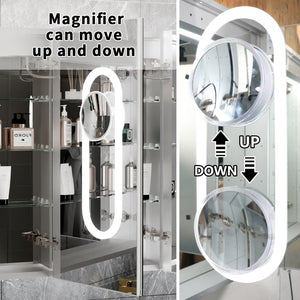 English Elm 30*32 Inch Led Medicine Cabinet with Anti-fog Gfci Outlet and Stepless Dimming Mirror W637P349459