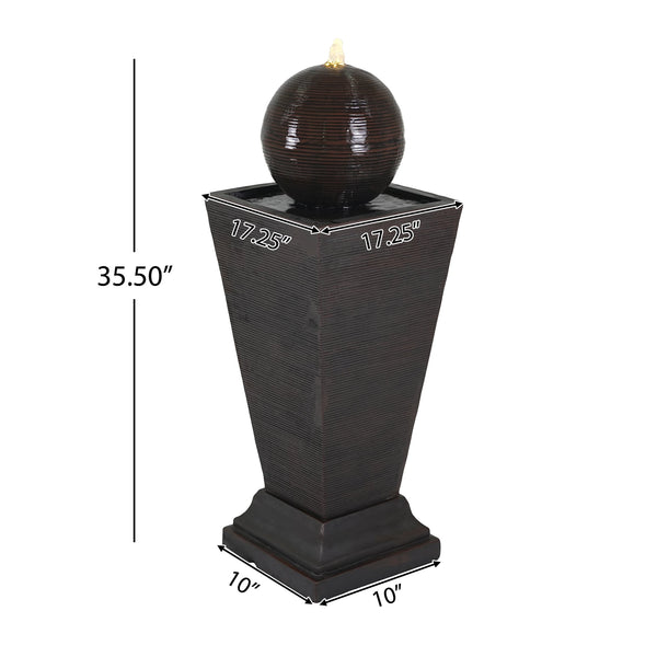 English Elm Christopher Knight Home® - 35.5"H Dark Brown Tall Column Fountain with LED Uplight, Concrete Retro Design, Weather-Resistant Serenity N765P324537G