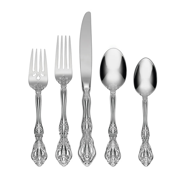 Lenox Michelangelo 5 Piece Flatware Set 18/10 Steel Baroque Scroll Mirror Polish Formal Dining 2765005A