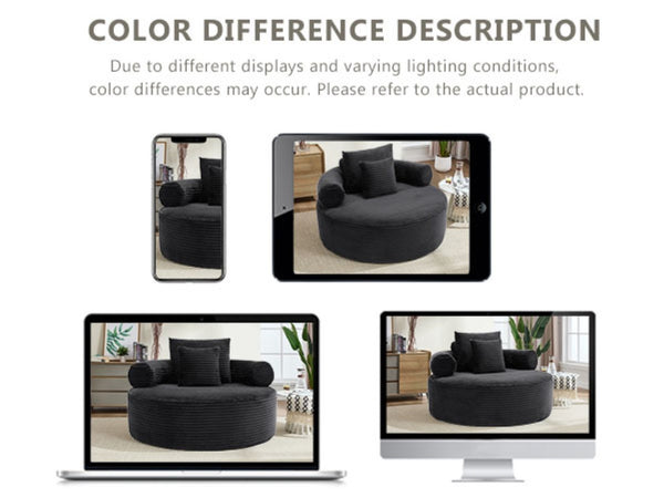 English Elm Round Sectional Sofa Bed with Memory Foam Cloud Cushions for Studio Apartments W3224P444272