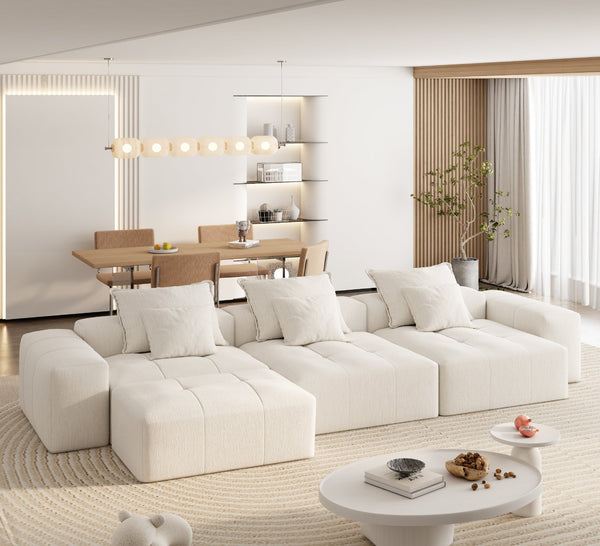 English Elm Modern Oversized Modular Sectional Sofa, Soft Sparkling Chenille With 6 Pillows - No Assembly Needed! W1885S00077