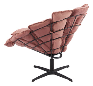 Zuo Modern Kipas Swivel Accent Chair In Luxurious Pink Velvet - Elegant Design For Living Rooms & Lobbies Pink 100% Polyester,Plywood,Steel 110339-zuo-modern