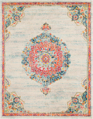 Unique Loom Penrose Alexis Machine Made Medallion Rug Ivory, Black/Blue/Gold/Green/Orange/Red/Pink 8' 0" x 10' 0"