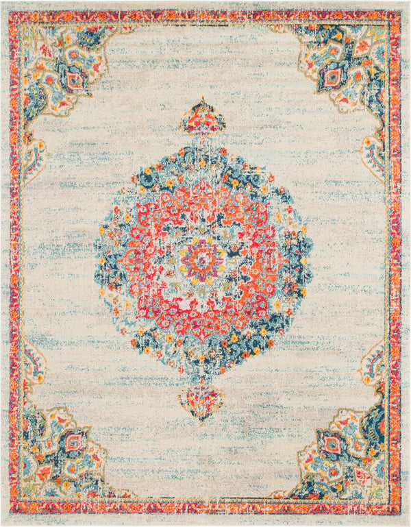 Unique Loom Penrose Alexis Machine Made Medallion Rug Ivory, Black/Blue/Gold/Green/Orange/Red/Pink 8' 0" x 10' 0"