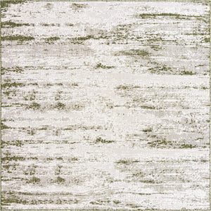 Unique Loom Outdoor Modern Cartago Machine Made Abstract Rug Green, Ivory 10' 0" x 10' 0"