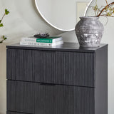 3 Drawer Chest with Reeded Drawer Fronts Black PRSB3BBL2 Walker Edison