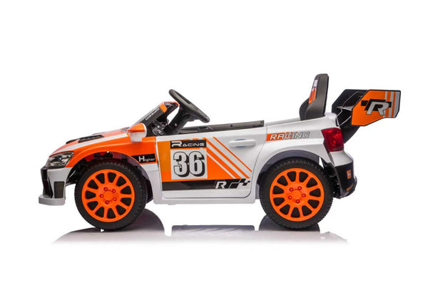 English Elm 12v4a Kids Ride on Car Dual Motor Luxury Coupe with Remote Control and Shock Absorbers Orange W1620P326866