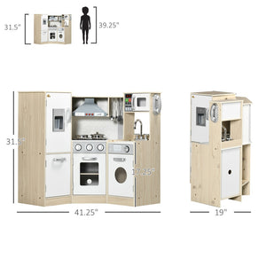 English Elm Qaba Wooden Corner Play Kitchen with Sound Effects Ice Maker and Full Appliance Suite W2225P217657