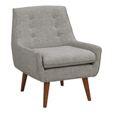 Dove Sophisticated Mid-Century Modern Accent Chair with Button Tufting & Solid Wood Legs