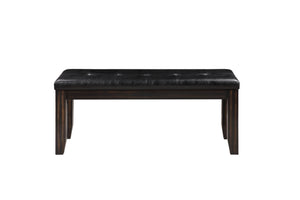 English Elm Urbana Tufted Black Faux Leather Bench with Espresso Wood Frame, Transitional Seating for Entryway B2726P345249