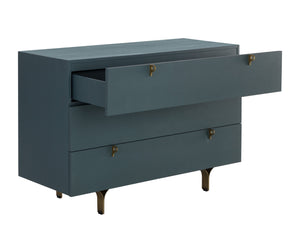 Sunpan Celine Dresser - Elegant Rubberwood Design with Antique Brass Feet for a Stunning Bedroom Upgrade Teal