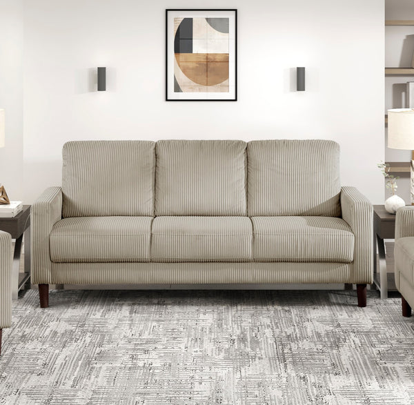 English Elm Modern 3-Piece Sofa Set - Stylish Taupe Corduroy Upholstered Living Room Furniture For Cozy Comfort B011S01846