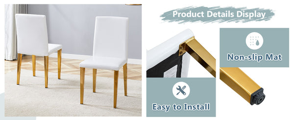 English Elm Set of 4 White Pu Leather Dining Chairs with Black Steel Legs for Modern Interiors W1151P269053