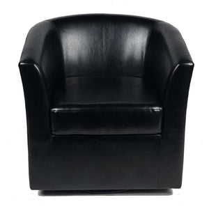 English Elm Swivel Barrel Club Chair Upholstered 360 Degree Base for Living Room Reading Nook Black 57685.00