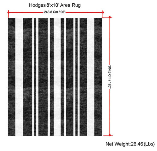 English Elm Hodges 8 x 10 Area Rug Ivory & Grey Geometric Stripe Handwoven Wool-Cotton Blend Durable Indoor B136P188398