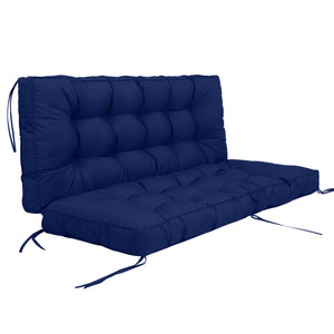 English Elm Swing 55x40 Outdoor Swing Seat Cushion Set, Waterproof Thick 4-5" Sponge Back & Bench Pad with Ties for Patio Furniture Comfort and Durable Support Navy Blue W419P311808