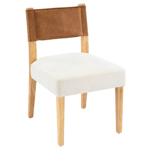 English Elm Mid-century Modern Linen Blend Dining Chairs Rubberwood Legs Sculptural Backrest Set of 2 Beige+Natural,Brown N768P442393N