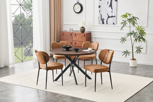 English Elm Round Foldable Mdf Dining Table with Radial Legs for Small Space Bistro Interiors Dark Walnut W3493P462092