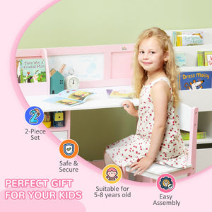 English Elm Qaba Pink Toddler Desk And Chair Set With Whiteboard, Storage, Ergonomic Design For Young Learners W2225P249757-GIGA