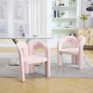 English Elm Contemporary Velvet Upholstered Barrel Accent Chair with Curved Support, Foam Seat, Steel Frame Finish Pink W395P224758