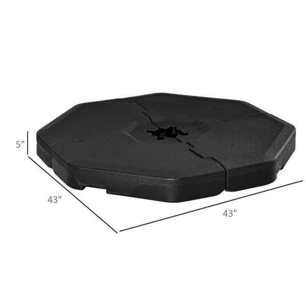 hexagonal patio umbrella base Outsunny 4 PC Patio Umbrella Base, Outdoor Hexagon Stand Cantilever Offset Umbrella Weights with Easy-Fill Spouts, 229 lb. Capacity Water or 275lb