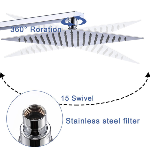 English Elm Shower System Wall-Mounted Combo Set With 12" Rainfall Head, Handheld Sprayer & Chrome Finish T3177P269149-GIGA