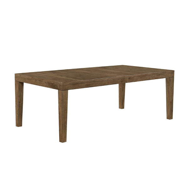 English Elm Brown French Oak Veneer Extendable Dining Set with Upholstered Chairs for Five B011S02333