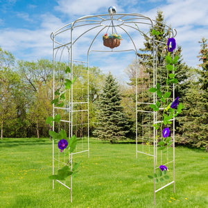 English Elm Metal Birdcage Pavilion Arch Powder Coated Steel Garden Gazebo for Outdoor Ceremonies W1586104488