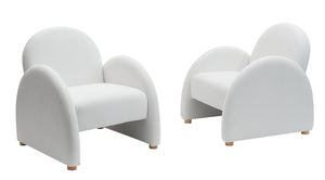 English Elm Modern Boucle Accent Armchair – Plush Beige Lounge Chair With Curved Armrests For Stylish Comfort T3903P372601