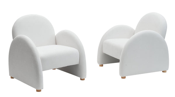 English Elm Modern Boucle Accent Armchair – Plush Beige Lounge Chair With Curved Armrests For Stylish Comfort T3903P372601