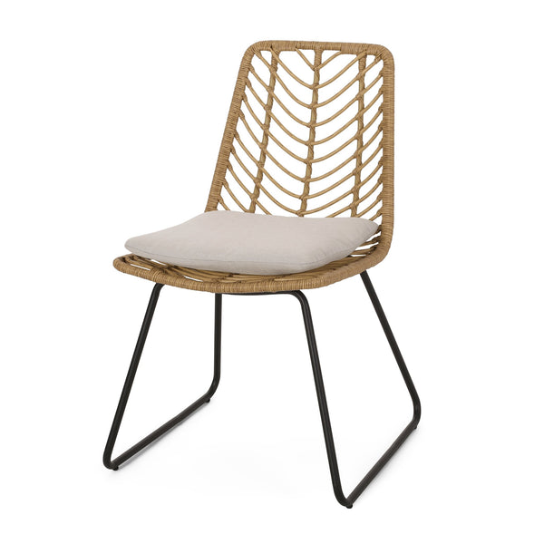 English Elm Christopher Knight Home® - DEJA Outdoor Wicker Dining Chairs 2PCS with Water-Resistant Cushions, Sturdy Frame, Stylish Comfort 71125.00LBRN