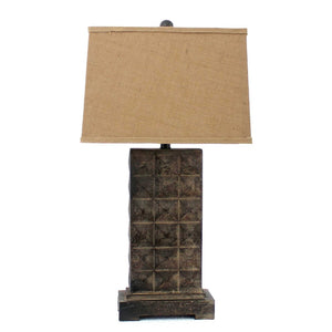 HomeRoots 30" Distressed Bronze Metal Bedside Lamp with Khaki Shade – Timeless Elegance for Cozy Ambiance 277066