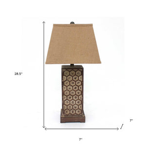 HomeRoots 29" Elegant Brown Solid Wood Bedside Lamp with Classic Empire Shade for Cozy Bedroom Ambiance 277068